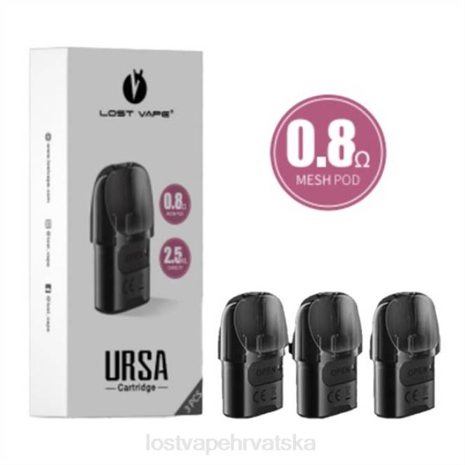 Lost Vape URSA zamjenske mahune | 2,5 ml (pakiranje od 3 komada) crna 0.8ohm NHVB123 | Lost Vape Contact Hrvatska